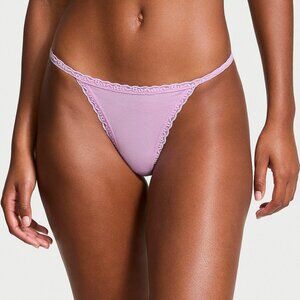 3x Victoria's Secret Lace-Trim V-String Panty - Violet Sugar - Size Medium
